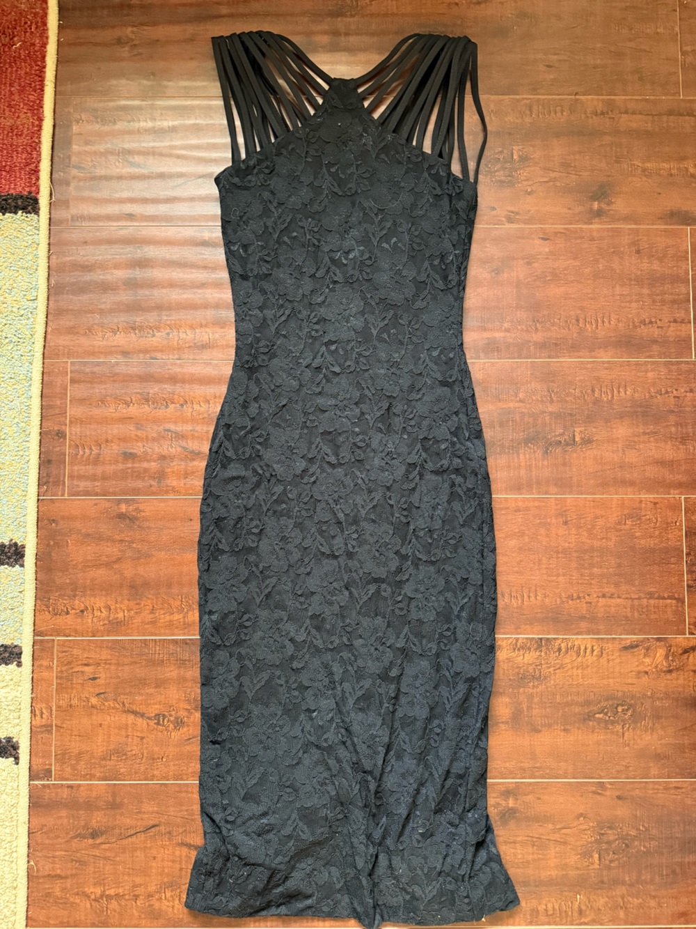 Dress the Population Black Lace Strappy Maxi Dress